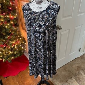 Nicole Miller New York Leaf Print A - Line Dress - 1X